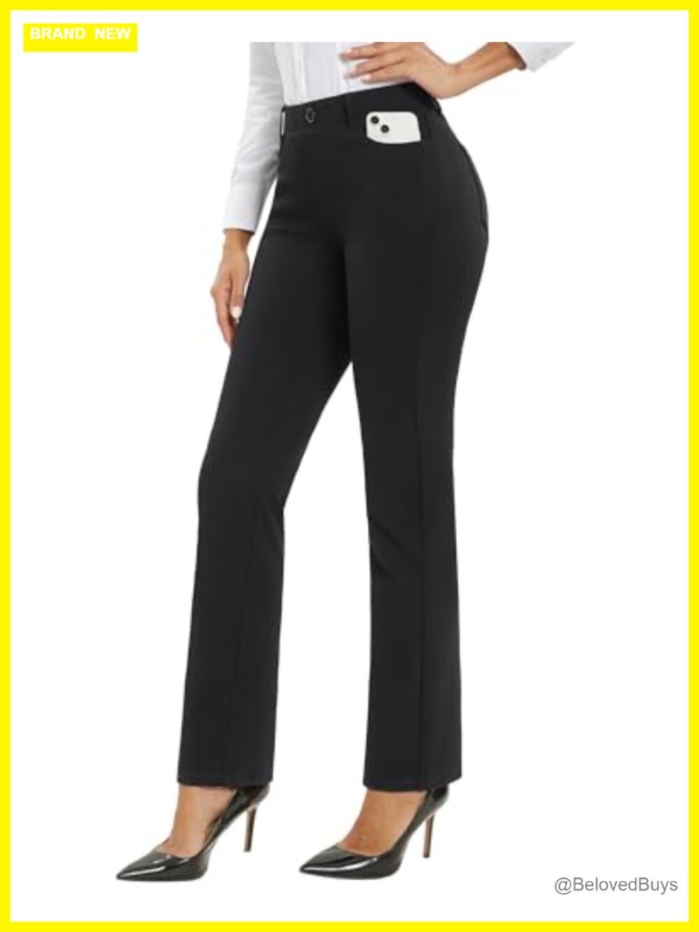 Women's 30 Inch Straight Leg Work Pants Stretch Business Casual Slacks